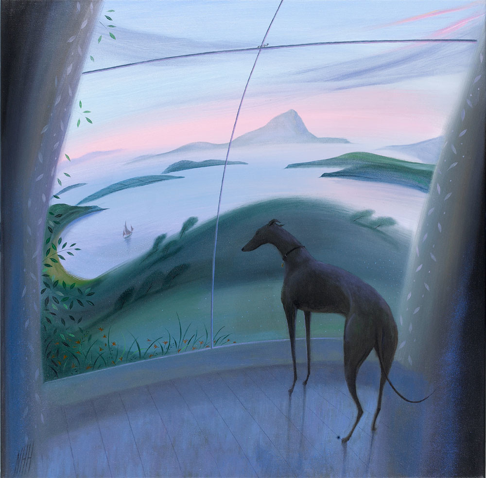 Greyhound by a Window