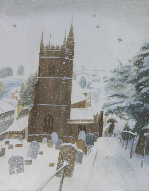 Village Church in the Snow