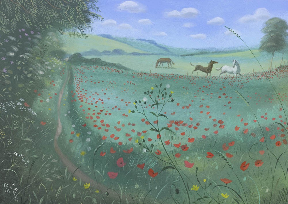 Horses Across the Poppy Field