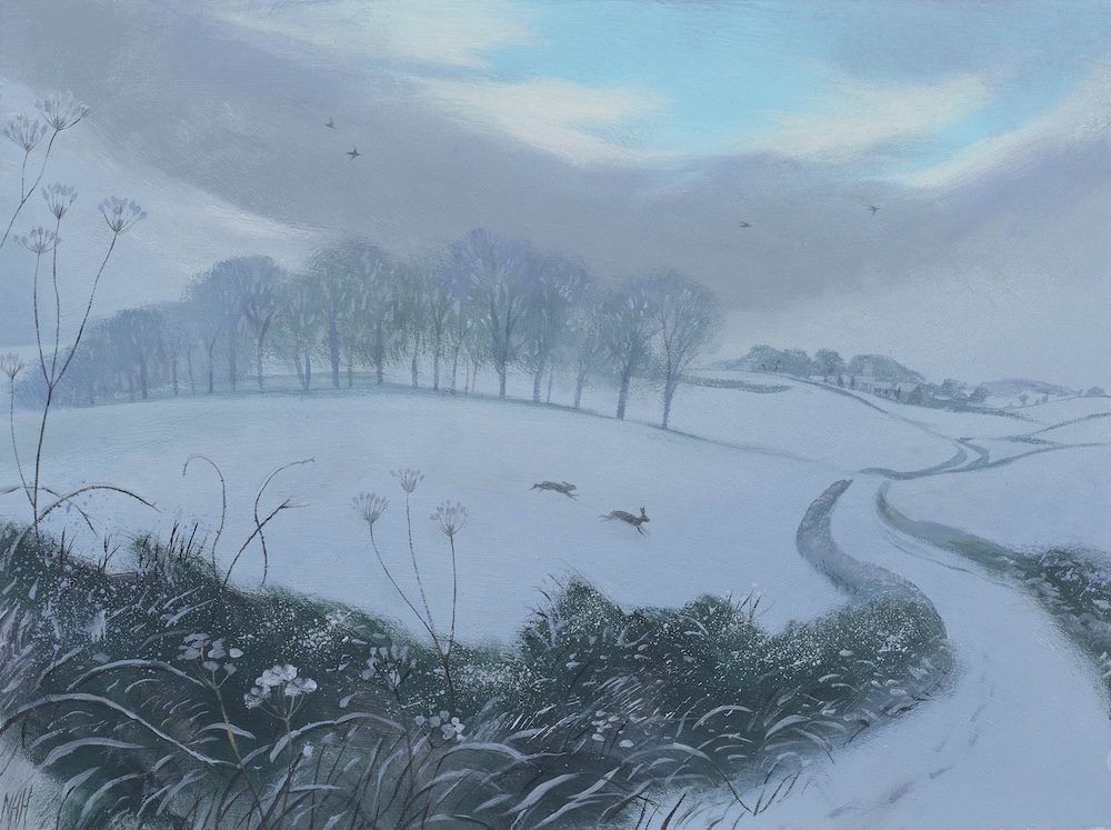 Two Hares in the Snow